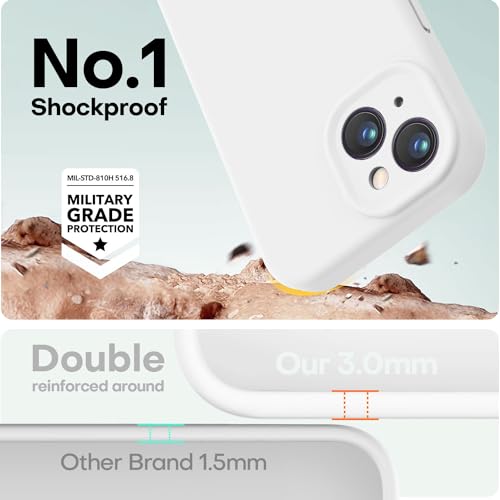 Image of LOVE 3000 Designed for iPhone 13 Case, Premium Silicone with [Camera Protection] [Soft Anti-Scratch Microfiber Lining] Shockproof Protective Phone Case for iPhone 13 Women Men Girls 6.1 inch, White