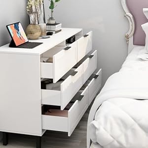 TaoHFE 6 Drawer Dresser for Bedroom Modern White Chest of Drawers for Nursery Wood Dresser for Kids Horizontal Dressers & Chests of Drawers for Bedroom Living Room (White/ 6 Drawer) TaoHFE 6 Drawer Dresser for Bedroom Modern White Chest of Drawers for Nursery Wood Dresser for Kids Horizontal Dressers Chests of Drawers for Bedroom Living Room White 6 Drawer