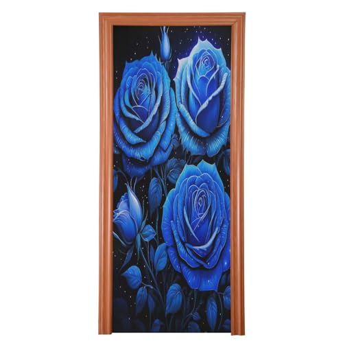 FLildon Royal Blue Rose Valentine's Day Door Cover Decoration, Party Accessory Porch Decor for Festive Ornament Room Door Covers 32 x 79 Inch