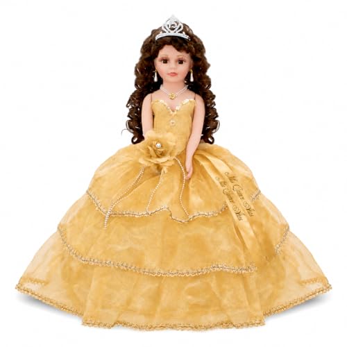 Muñeca tradicional Quinceañera 18” con vestido y accesorios miniatura 1