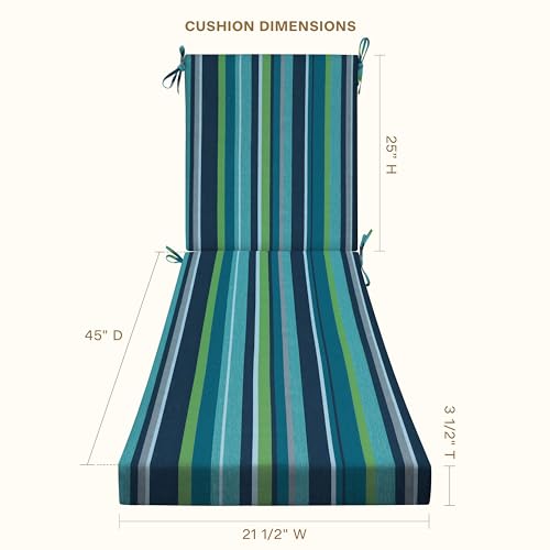 Honeycomb Outdoor Chaise Lounge Cushion for Patio Furniture, Water & Fade Resistant, Removable Cover, 21.5 x 70, Heritage Stripe Poolside by Honeycomb - Image 4