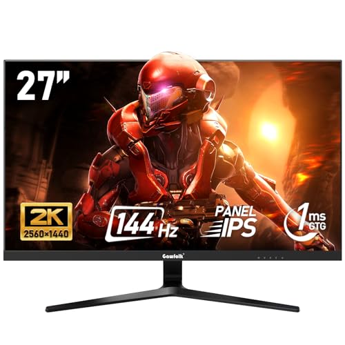 Gawfolk Écran PC IPS 27 Pouces, 2K WQHD (2560×1440P), 144Hz Moniteur Gaming, 1ms Bezel-Less, 99% sRGB, 178° Grand Angle, HDMI, DisplayPort, Compatible avec Les Fixations murales VESA100*100MM - Noir
