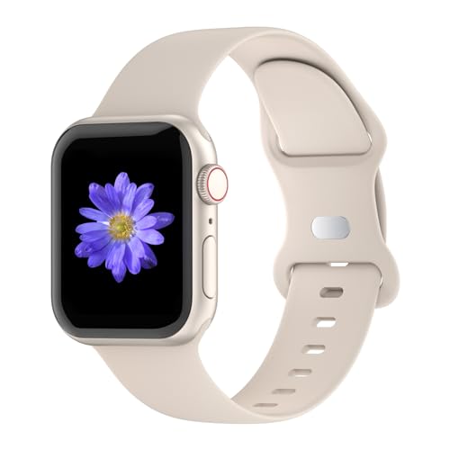 Sport Bands Compatible with Apple Watch 42mm 44mm 45mm 46mm 41mm 38mm 40mm for Women Men, Soft Silicone Strap for iWatch Wristband Series SE 10 9 8 7 6 5 4 3 2 1