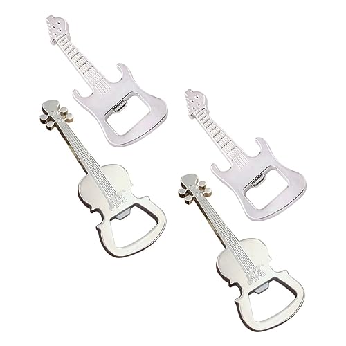 MAGICLULU 4 Piezas sacacorchos de guitarra llavero de coche estante de llaves cadenas abrebotellas cerveza accesorios cerveza herramienta abridor de botellas abridor de cerveza eficaz Silver