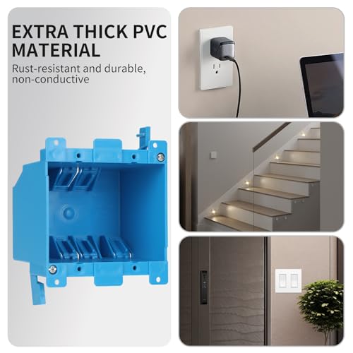 Image of XIUTE Old Work Electrical Outlet Boxes 2 Gang for Home Modification, 25 Cubic inches Living Hinges,Adjustable Mounting Tabs, ETL Approved,(Blue, 12Pack)