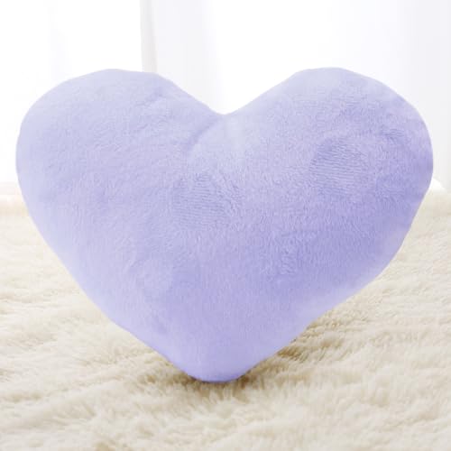 Cojín con forma de corazón, cojín decorativo, 46 x 36 cm, cojín decorativo de felpa en forma de corazón, para salón, sofá (morado)