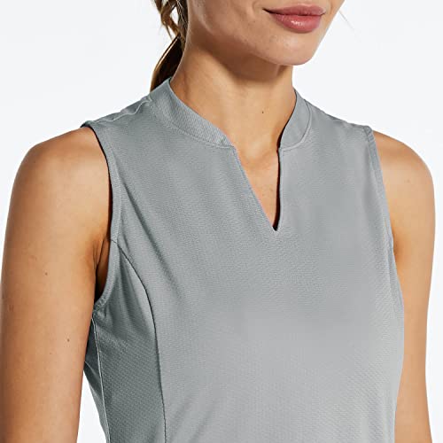 Baleaf Women's Sleeveless Golf Tennis Shirts Lightweight Quick Dry V-Neck Tank Tops Polo Gray Xs #TOP3