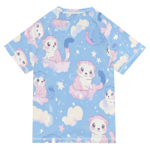 Kids Swimsuit Cute Skunk Star Ferret Sunscreen T-Shirts Swimwear Sets UPF 50+2