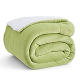 Sherpa Throw Blanket Sage Green 50x60 Reversible Fuzzy Microfiber All Season Blanket for Bed or Couch by Bedsure