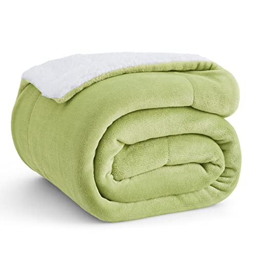 Bedsure Sherpa Fleece Blanket Throw Size Sage Green Plush Throw Blanket Fuzzy Soft Blanket Microfiber