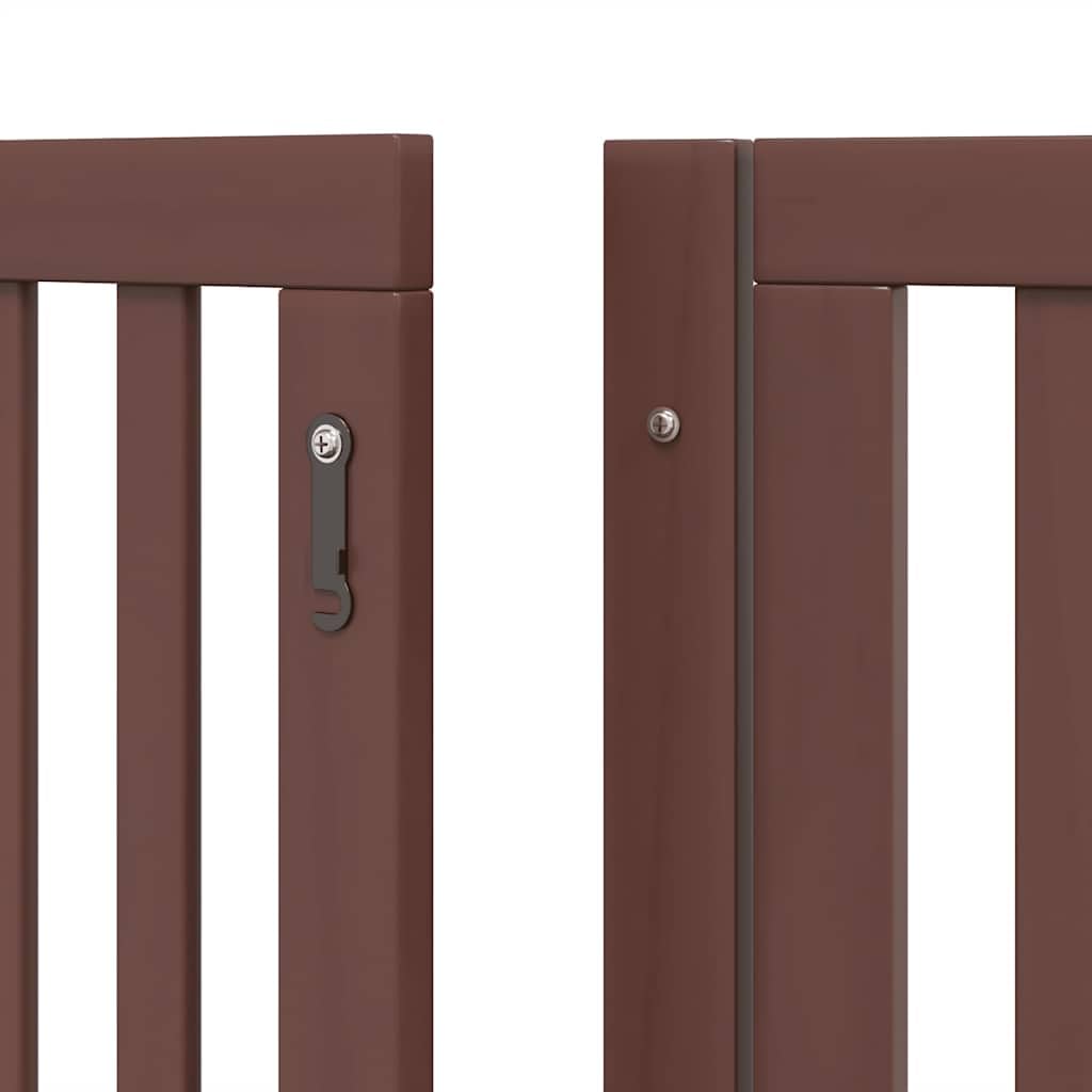 Puerta plegable para perros de 6 piezas con puerta de madera de álamo, rejilla plegable para perros con puerta con cerradura para seguridad de mascotas, puerta para perros sin taladrar