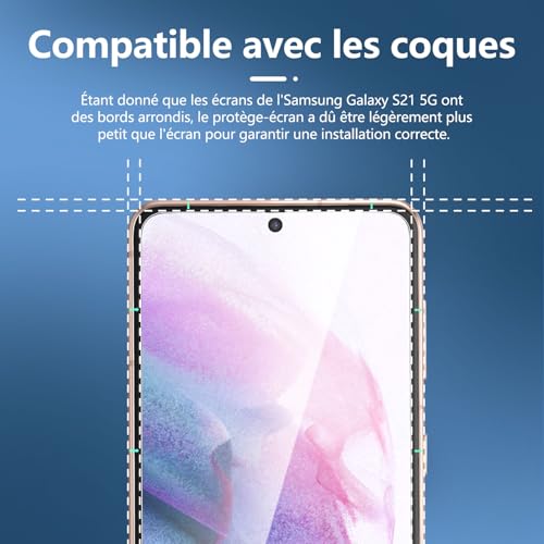 Image of NEW'C 3 Pack Designed for Samsung Galaxy S21 5G (6.2), Screen Protector Tempered Glass, Scratch-Proof, Bubble-Free, Ultra Resistant (0.26 mm HD Ultra Transparent) 9H Hardness Glass