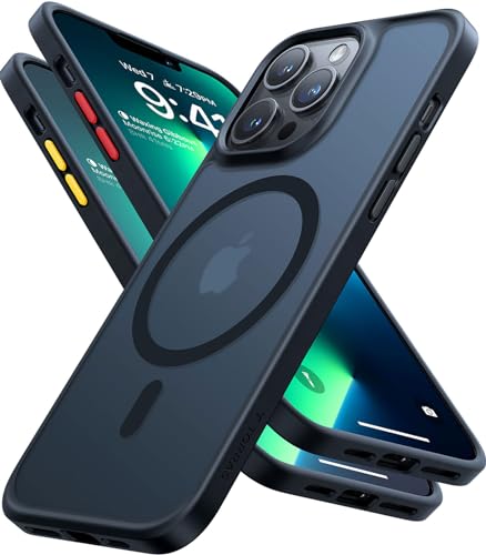 TORRAS Guardian-Mag für iPhone 13 Pro Hülle für MagSafe (Nr.1 Magnetstärke+Militärschutz) Samtige Touch Matt Durchscheinende Rückseite Handyhülle Schwarz