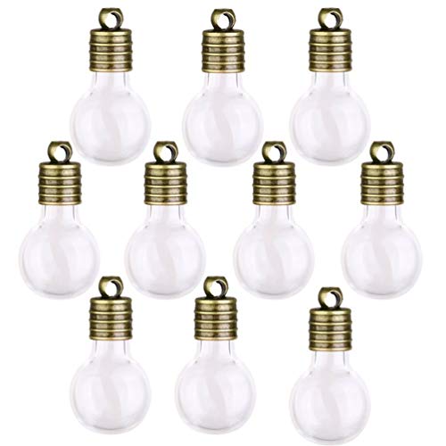 WINOMO Mini Glass Wish Bottles Jars with Cap, Bulb Shaped, Pack of 10 (Clear)