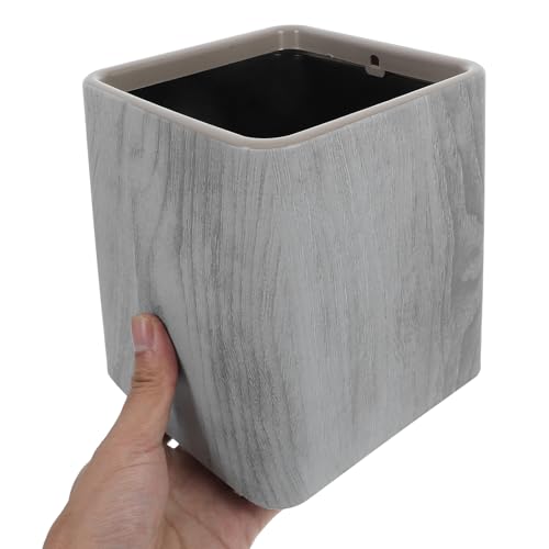 Caneca de basura gris con tapa basculante simulación madera miniatura 3