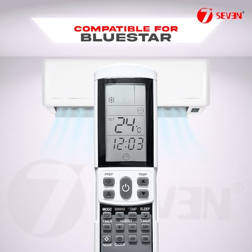 Image of 7SEVEN Compatible with Blue Star AC Remote Control Model 198 Suitable for 1 1.5 2 Ton Split & Window Air Conditioner - Match Key by Key Exactly with existing Bluestar AC Remote Function