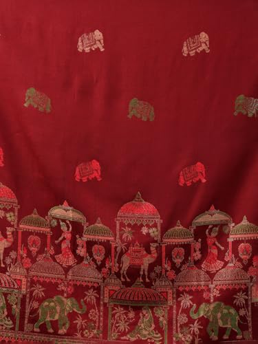 Image of tweedle Women's Ethnic Mahotsav Design Zari Shawl, Faux Wool Stole /Scarf for Ladies, Size - 40 x 80 inches
