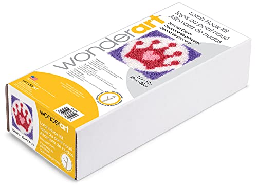 Image of Wonderart Princess Crown Latch Hook Kit, 12 inch X 12 inch