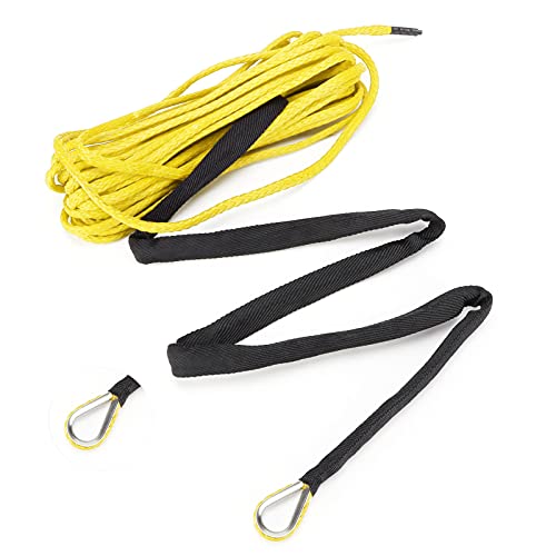 Cryfokt Corde de Treuil Synthétique en Nylon Solide, Câble de Treuil de 7700lbs pour Camion SUV ATV UTV, Corde de Remorquage de 50 Pieds pour Warm ARB AC-DK (B (Jaune))