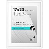 Americanflat 17x23 Picture Frame with Polished Plexiglass - Use as 13x19 Frame with Mat or Display 17x23 Photo Without Mat - Streamline Collection - Thin Border Picture Frames for Wall - White