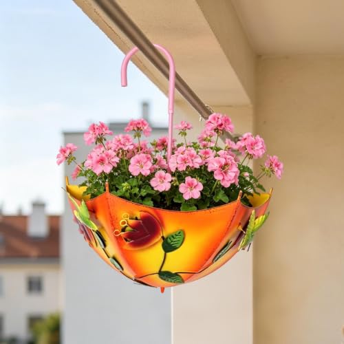 Pot de fleurs mural parapluie inversé rétro extérieur et balcon - 7