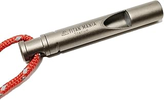TITAN MANIA(チタンマニア) ホイッスル 笛 チタン製 軽量 頑丈 アウトドア 防災 登山 緊急 避難 防犯 ソロキャンプ スポーツ 便利 ネックレス ストラップ