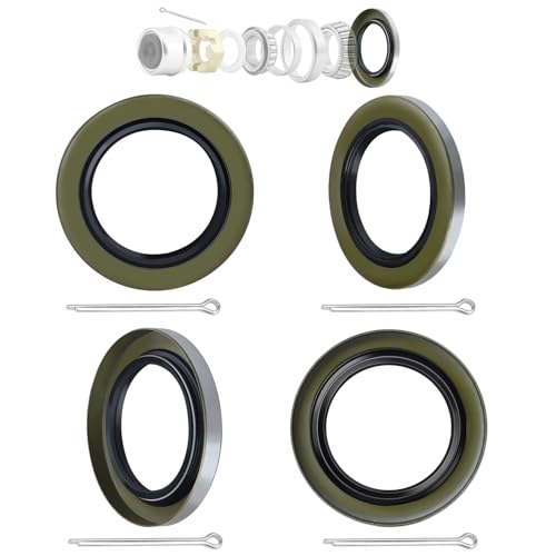 Image of 4Pack 1.249 inch ID x 1.983 inch OD Double Lip Grease Seal with 4 Cotter Pins for 2000-2200 LBS Trailer Wheel Hub Spindle,Boat Trailer RV Axle Dexter Replace 12192TB 203029 470706
