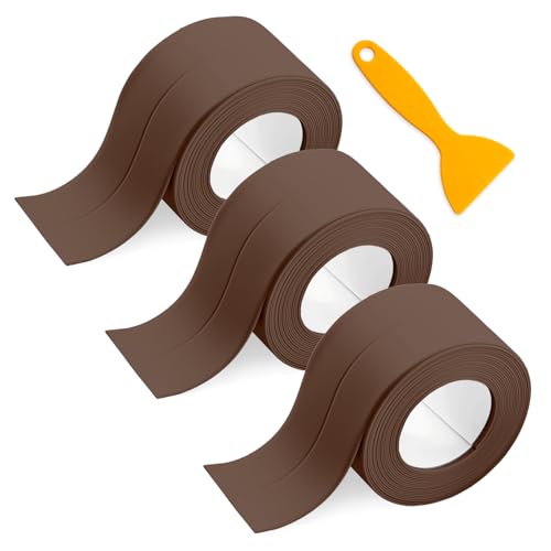 Image of Waterproof Seal Caulk Strip Tape Self Adhesive for Sink Toilet Bathroom Wall Edge Bathtub Oil-Proof Caulking Sealing Tape 1.5 inch x 10.5' (W*L) 3Pcs Brown