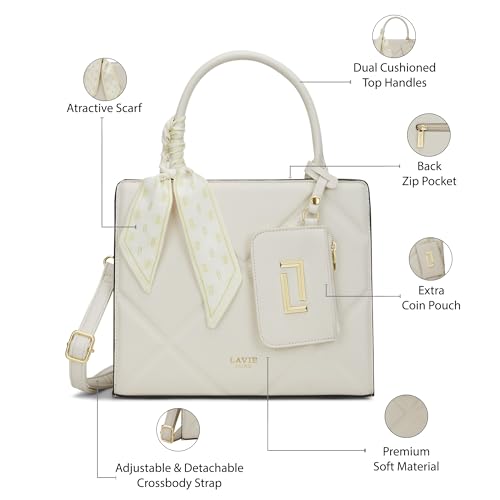 Image of Lavie Luxe Women's Quare26 Extra Large Laptop Satchel Bag | Upto 14 Inch | Satchel Handbag for Work | Ladies Purse | Stylish Shoulder Bag | Gift for Women