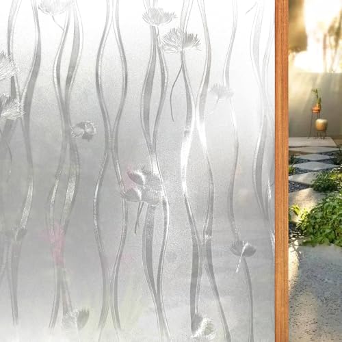 Shackcom Film Électrostatique Fenêtre Film de Vitre Autocollant Bon Intimité Protection Auto-Adhésif Anti Regard Sticker Anti-UV Décoratif pour Bureau Chambre Cuisine Maison-J088 90x200cm