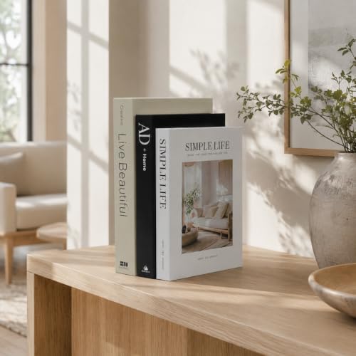 3 PCS Faux Decorative Books for Home Decor-Coffee Table Books Decor-Aesthetic Fake/Faux Books (idesign AD Simple Living)
