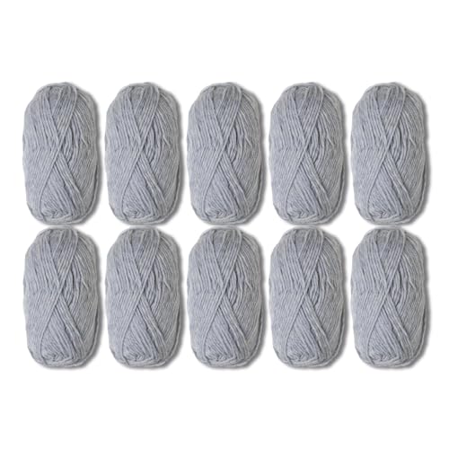 Image of Knit Picks Wool of the Andes Blue 100% Wool Yarn Pack for Knitting | 10 skeins (500g total) of soft worsted weight crocheting yarn in Lake Ice Heather color, good for felting.