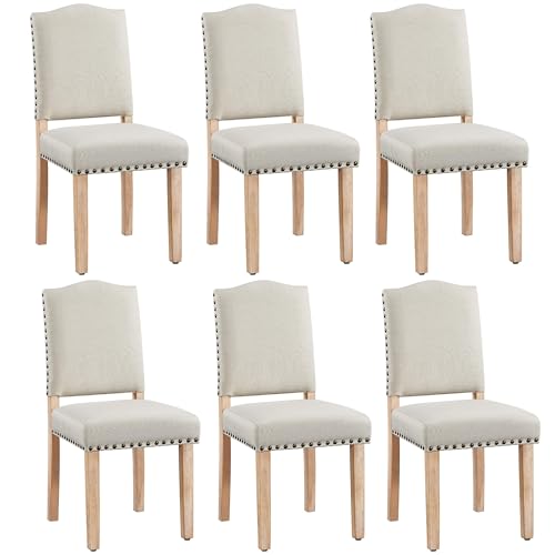 Yaheetech Upholstered Dining Chairs Set of 6 Classic Fabric Kitchen