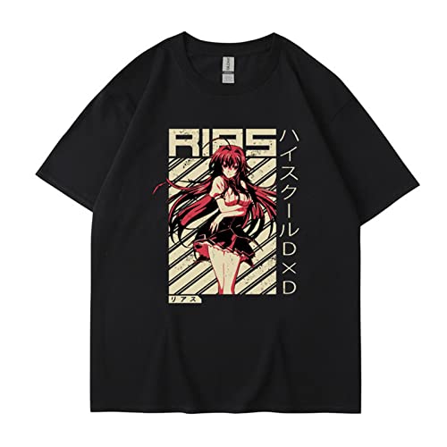 ISaikoy Anime High School DxD Short Sleeve Rias Gremory T-Shirt Tops Tee Sweater Costume A Black