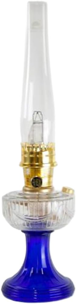 Aladdin Lincoln Drape Oil Lamp - Traditional Classic Indoor Oil or Kerosene Fuel Lamp, Bright White Light, Glass with Brass Trim, Cobalt Blue
