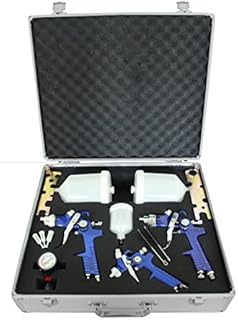 TRUTZHOLM HVLP Lackierpistolen 3er Set Spraypistole Lackierpistole Farbsprühpistolen Druckminderer Spritzpistole im Alu-Koffer Farbspritzpistolen