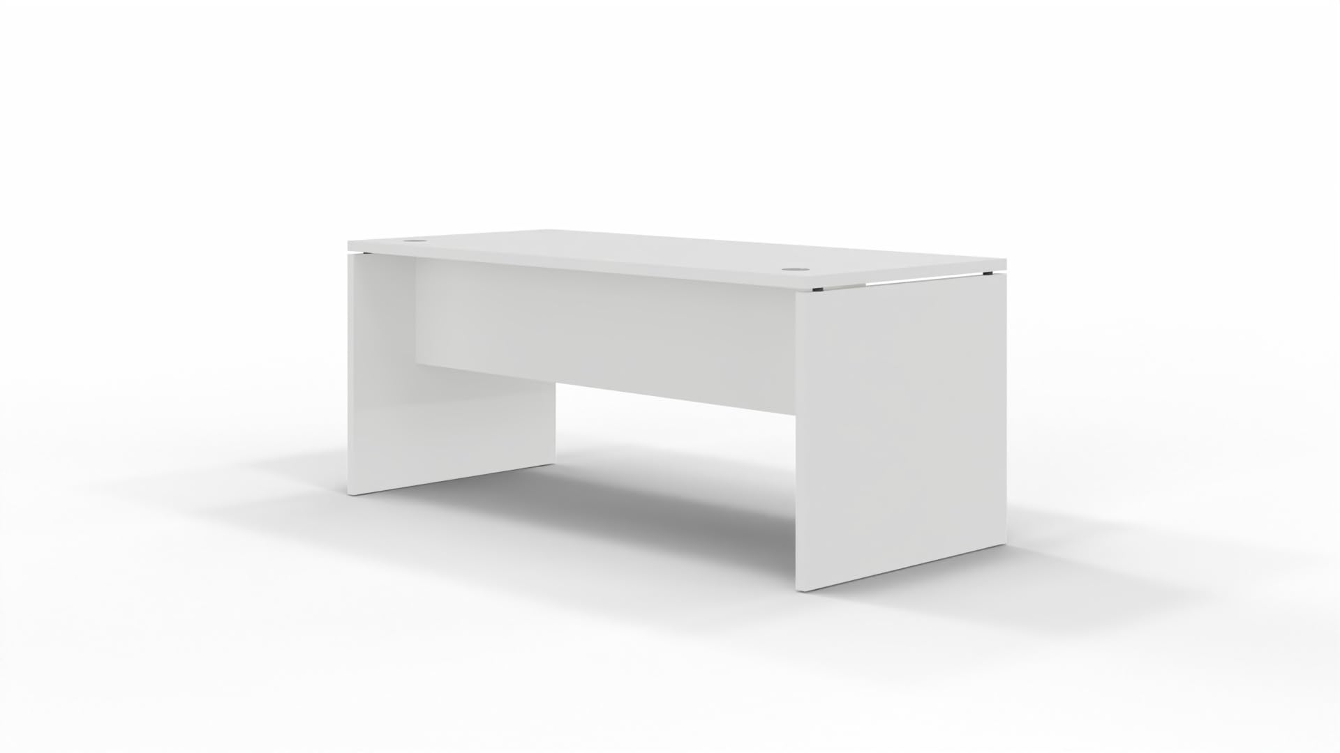 Spacio Escritorio de Madera H20, Mesa de Oficina para Ordenador con Pata de Panel, Tablero 30mm (Blanco, 160x80cm)
