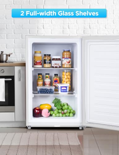 Image of Commercial Cool 3.0 Cu. Ft. Upright Freezer with 2 Removable Glass Shelves, Reversible Door, Adjustable Thermostat, Mini Freezer with Space Saving Flat Back, Manual Defrost, CCUL30W, White