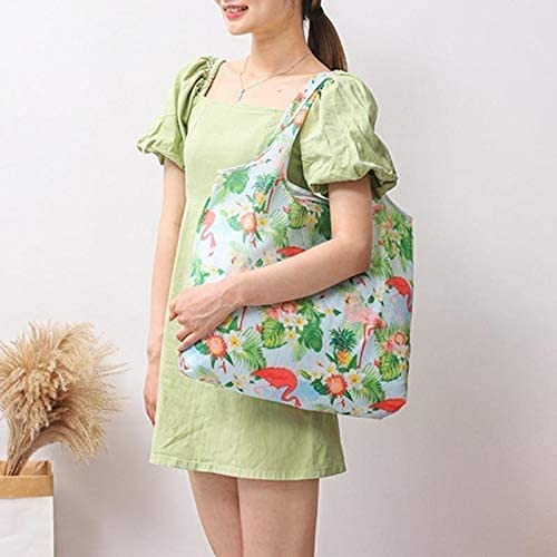 JQKA Pratici sacchetti per la spesa riutilizzabili borsa quadrata floreale pieghevole borsa per la spesa ambientale grande panno Oxford pesante 210D solido - Image 5