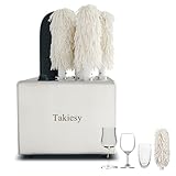 Takiesy Commercial Glass Polisher Machine with 6 Microfiber Brushes, 330 Cups/Hour, 136℉ Warm Air Drying & LFGB Certified Heads, Stainless Steel Build for Wine Beer Glasses in Bar Restaurant Hotel