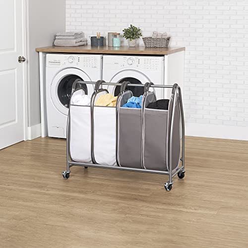 Neatfreak-4-Pocket-Laundry-Hamper-With-Wheels-Rolling-Storage-Cart-With-4-x-Dirty-Clothes-Hamper-Tote-Bags-For-Towels-Blankets-Bathroom-Organization-Quad-Laundry-Sorter-39-x-16-x-35-in Neatfreak 4 Pocket Laundry Hamper With Wheels Rolling Storage Cart With 4 x Dirty Clothes Hamper Tote Bags For Towels Blankets Bathroom Organization Quad Laundry Sorter 39 x 16 x 35 in