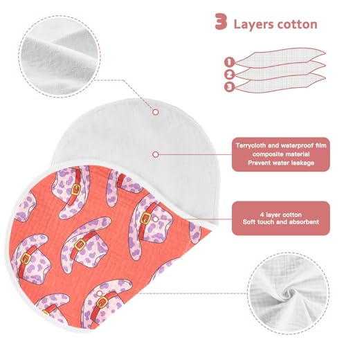 J JOYSAY Western Cowboy Hat Pink Baby Burp Cloths for Boys Girls Large 22''x11'' Cotton 4 Layer Drool Cloths for Infant Unisex one sizex13
