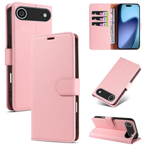 RKINC Wallet Case for iPhone 17 Air, 3 Card Holders, Pink