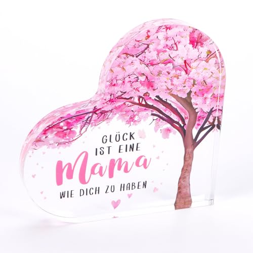 Mama Geschenk, Muttertagsgeschenke für Mama, Einzigartige Herzförmige Acryl Heimdekoration, Beste Mama Geschenk von Tochter Sohn, Muttertag Geburtstags Geschenk für Mama, Mütter Geschenk