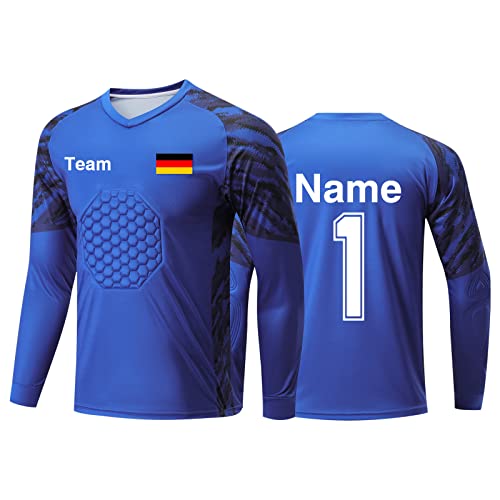 LAIFU Benutzerdefiniert Torwart Trikots für Erwachsene/Kinder Personalisiertes Torwarttrikot Set mit Name Team Logo