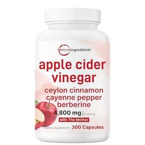 Micro Ingredients Apple Cider Vinegar Capsules | 4,800mg Per Serving, 300 Counts | 4-in-1 ... Micro Ingredients Apple Cider Vinegar Capsules | 4,800mg Per Serving, 300 Counts | 4-in-1 ...