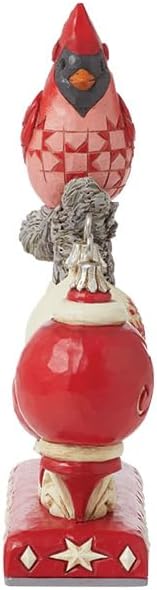 Enesco Jim Shore Heartwood Creek Nordic Noel Christmas Cardinal Figurine- Stone Resin Hand Painted Crafted Collectible Figurines Christmas Home Decor Statue, 6.69 Inch