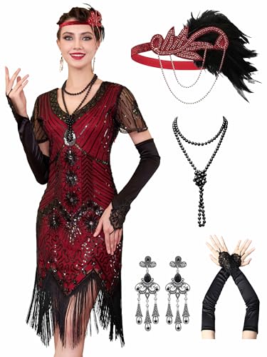 1920s Flapper Dress with Beaded Sleeves – MTITE