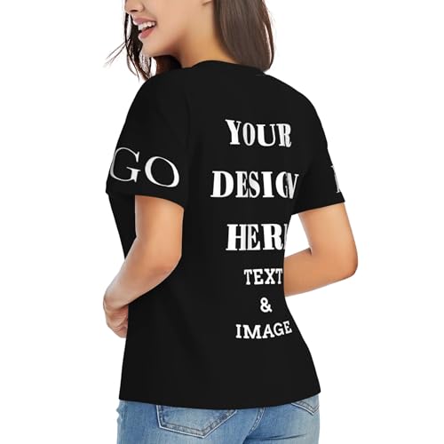 Custom T Shirts for Women Photo & Text Custom Shirt Short Sleeve Custom Gifts Custom Shirt V-Neck Tee Cool Top4