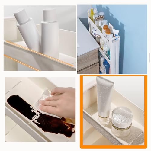 Carro Largo Da Cozinha De 9cm, Organizador Estreito Lateral Móvel Branco Com Alças E Ganchos Extras,